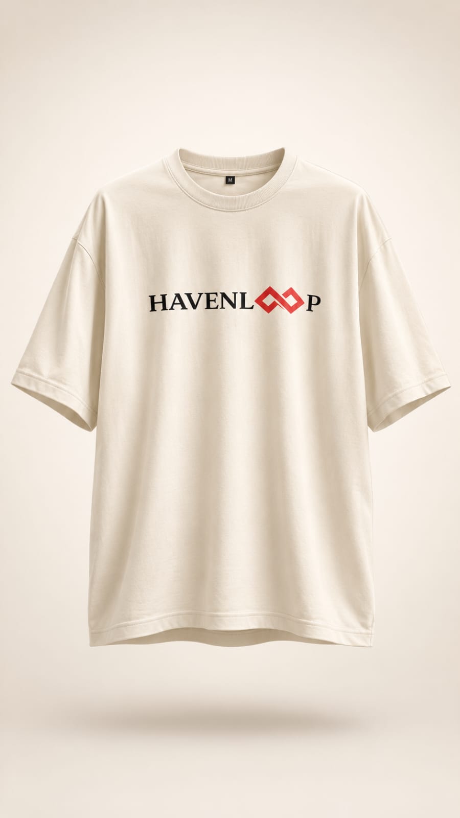 HAVENLOOP Men's Oversized Half White 250 GSM French Terry Cotton Graphic Printed T-Shirt