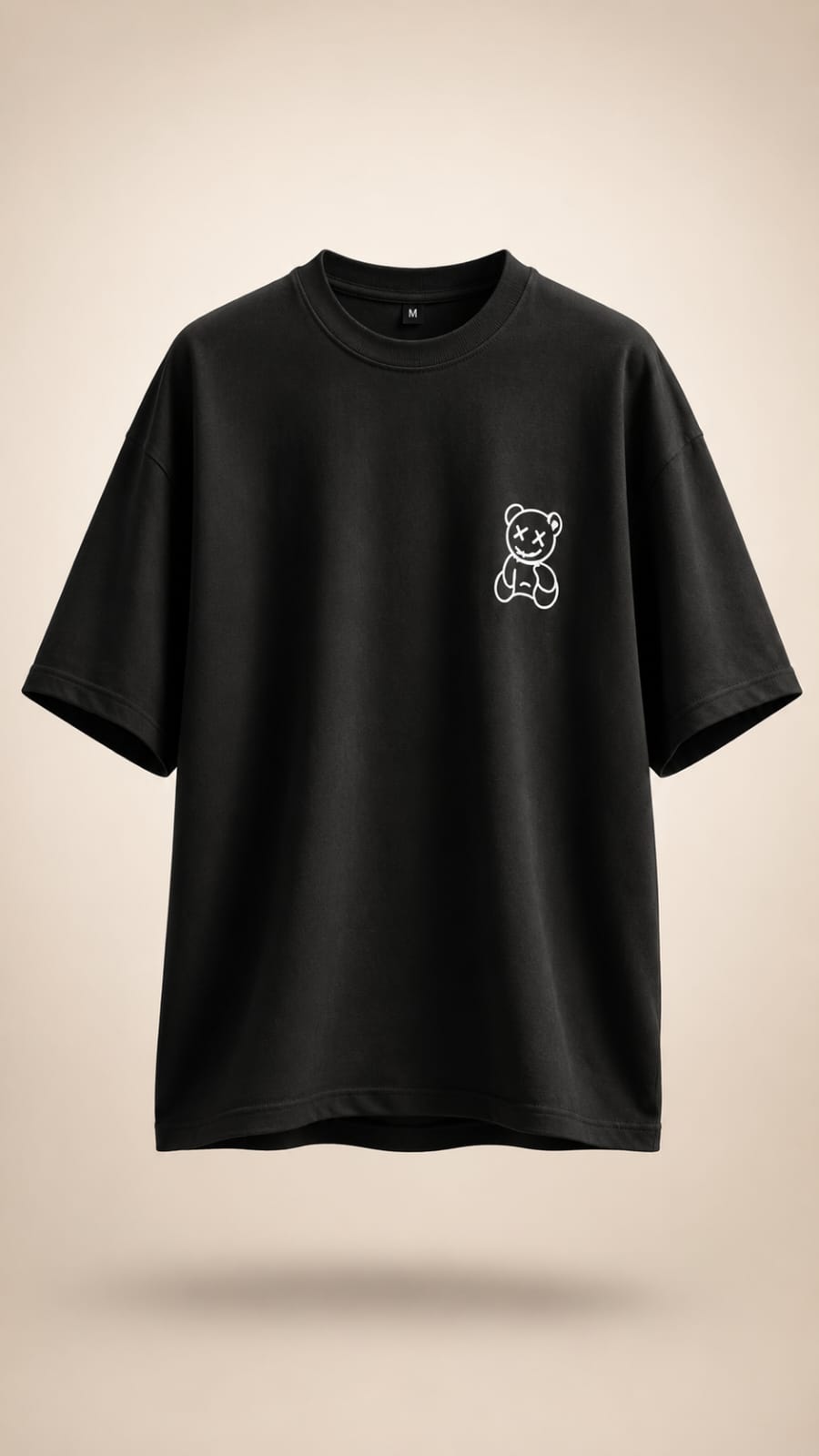 HAVENLOOP Men's Oversized Black 250 GSM French Terry Cotton Graphic Printed T-Shirt